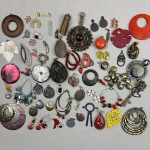 Pendant Charm Craft Jewelry Lot - Variety Red Orange Brown